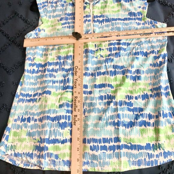 ICIKULS Cap Sleeve Golf Shirt, Blue, Green, White, Size L - Picture 7 of 7